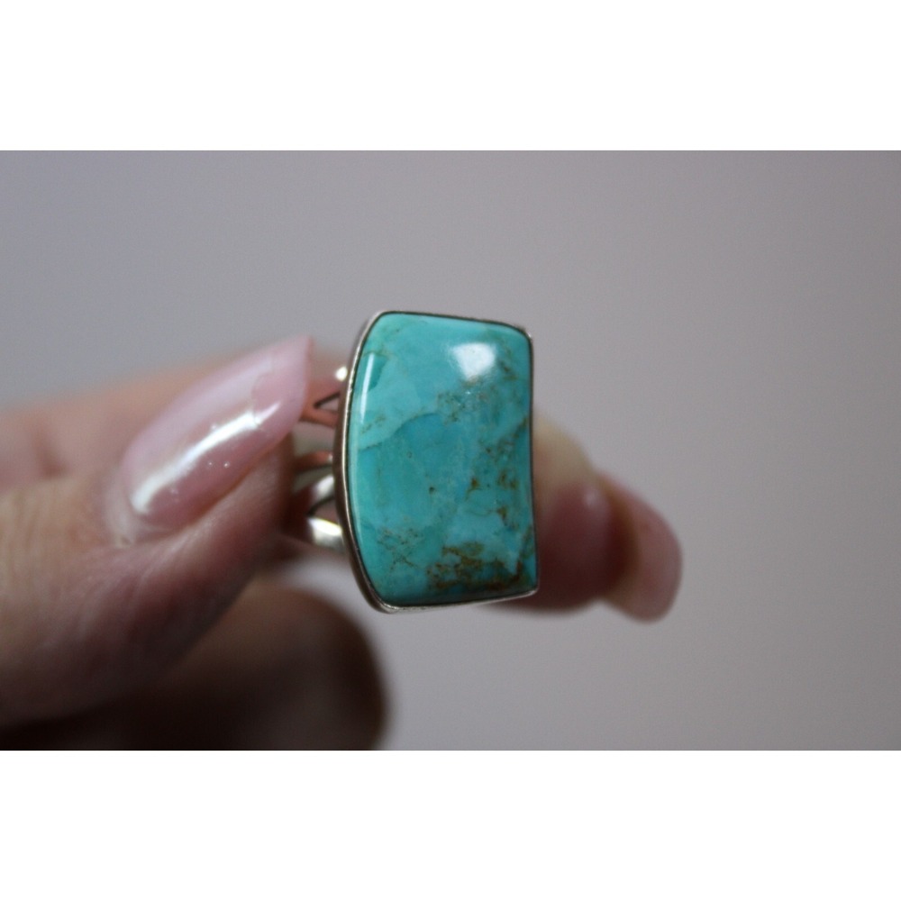 925 Sterling Silver Turquoise Cabochon Ring by Desert Rose Trading Size 9